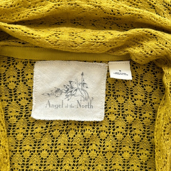 Angel of the North Anthropologie Chartreuse Mustard Cardigan Open Sweater - M - Picture 5 of 6